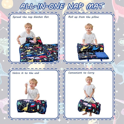 Toddler Nap Mat with Pillow and Blanket, Extra Large Rolled Napping Mats - Image 6