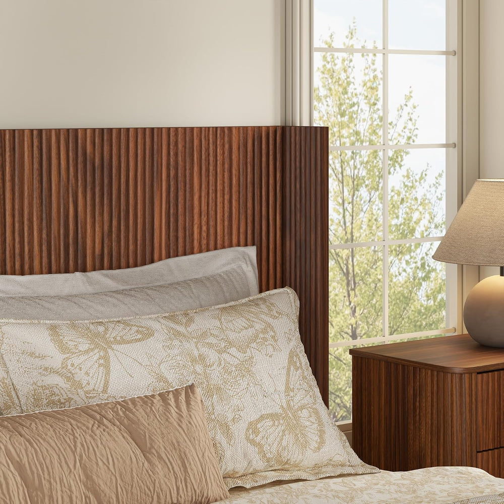 VMU Fluted Queen Size Platform Bed Frame with Lift up Storage