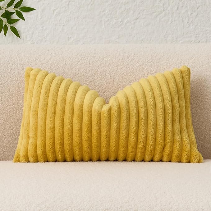 Kevin Textile Soft Plush 14x24 Inch Lumbar Pillow Cover 1 Pack, Luxury Fluffy by KevinTextile