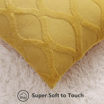 decorUhome Throw Pillow Covers 18x18 Inch Set of 2, Soft Plush Faux Fur Wool - Image 2