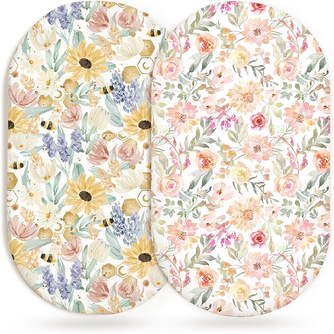 Bassinet Sheets for Baby Girls Boys 2 Pack, Fitted Baby Mattress Sheet for by Home