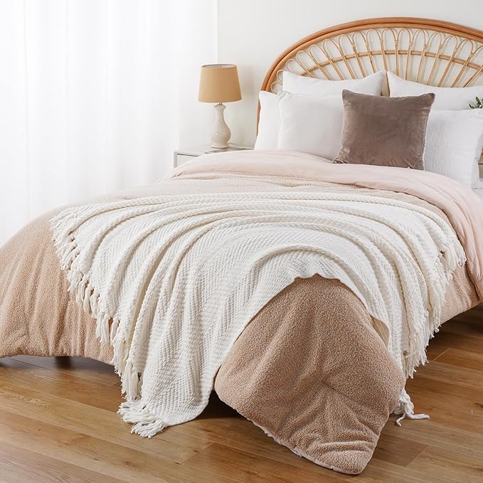 BATTILO HOME Cream White Throw Blanket - Image 6