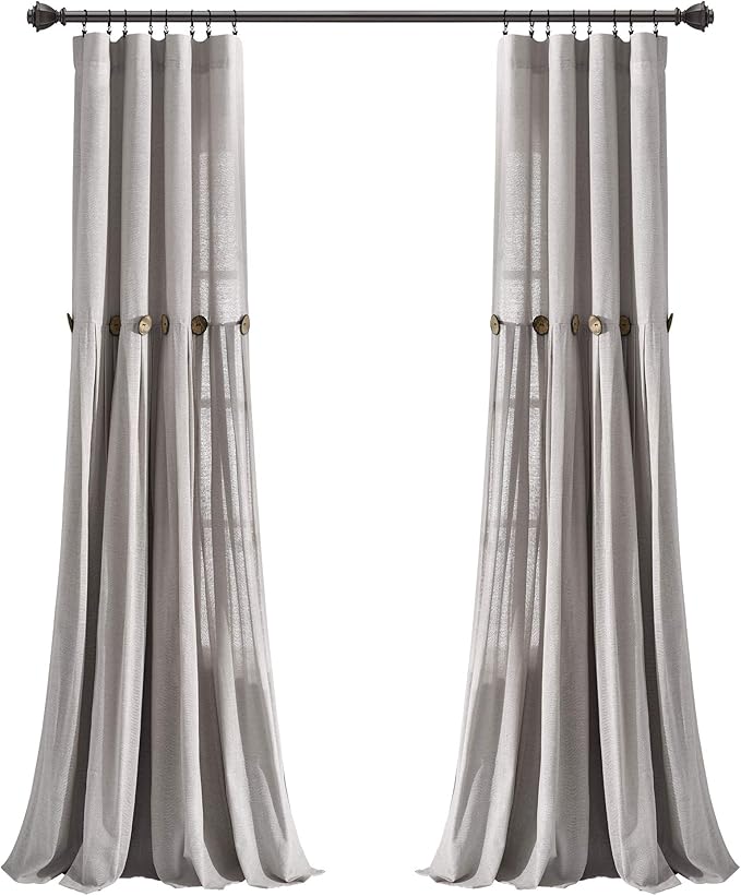 Lush Decor Linen Button Window Curtain Panel, Bedroom & Dining Room - Image 7