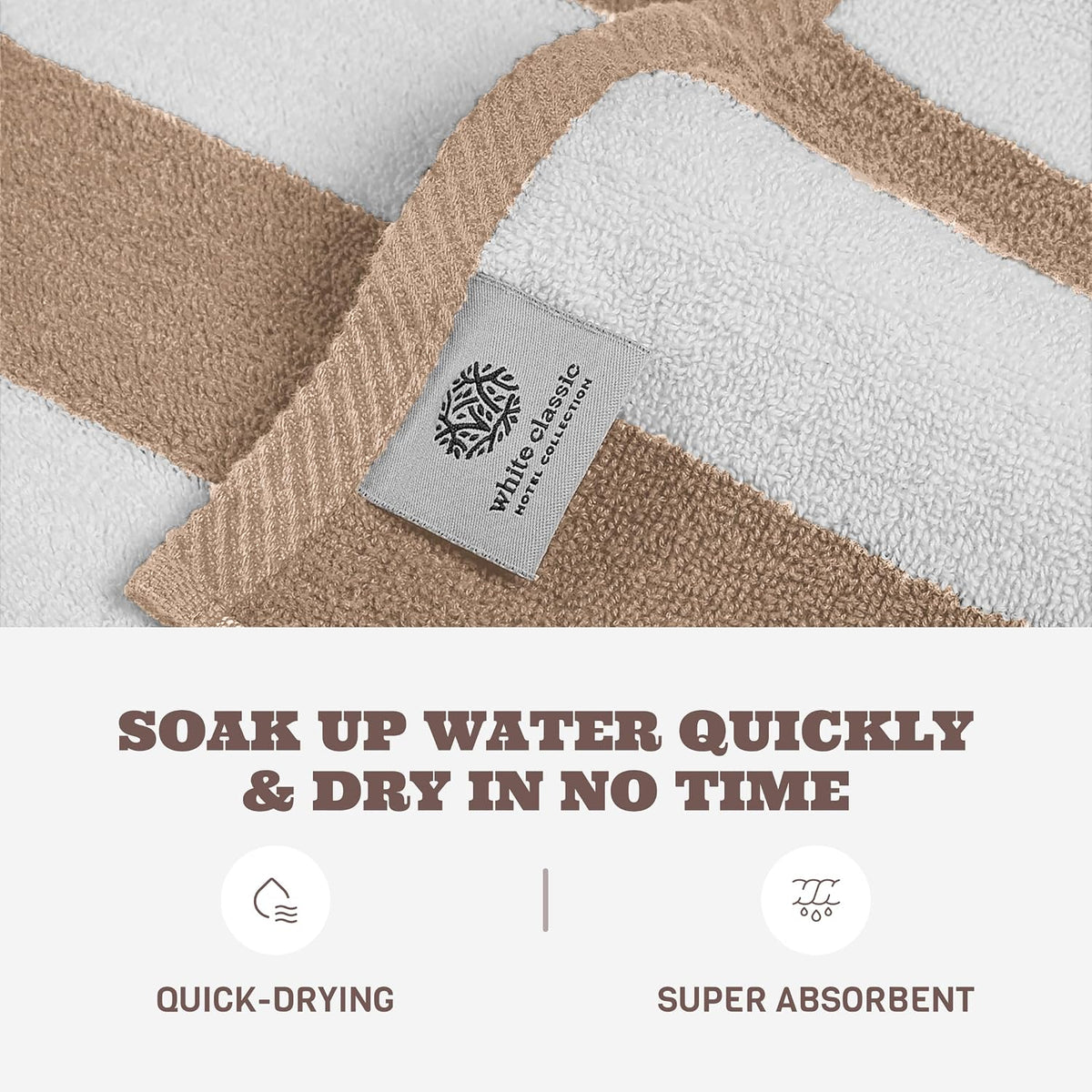 white classic stripe cabana beach towels oversized 2, close-up detail