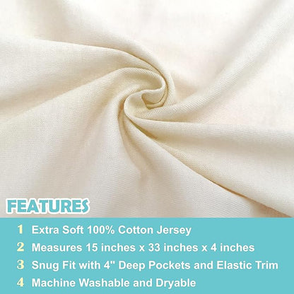 American Baby Company 15" x 33" Fitted Bassinet Sheet, 100% Natural Cotton - Image 3