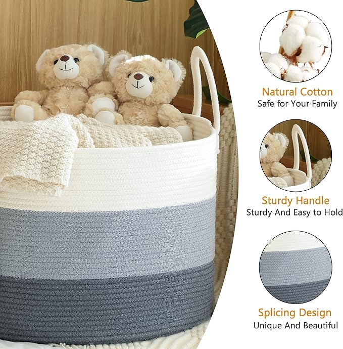 KAKAMAY Large Blanket Basket, Woven Baskets - Image 6