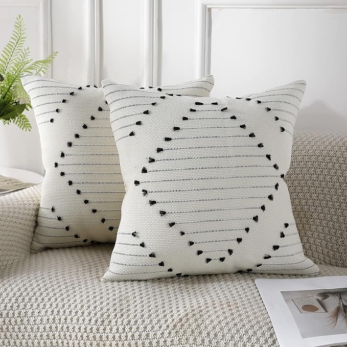 PANOD Set of 2 Boho Tufted Throw Pillow Covers by PANOD