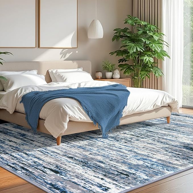 Modern Abstract 8x10 Large Machine Washable Living Room Rug Non-Slip Soft - Image 2