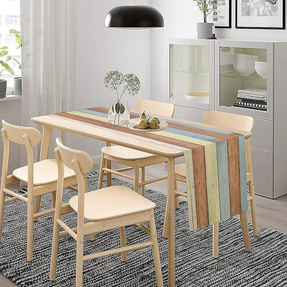 Blue White Fresh Wood Table Runner Abstract Strip Wood Texture Kitchen Dinner - Image 4