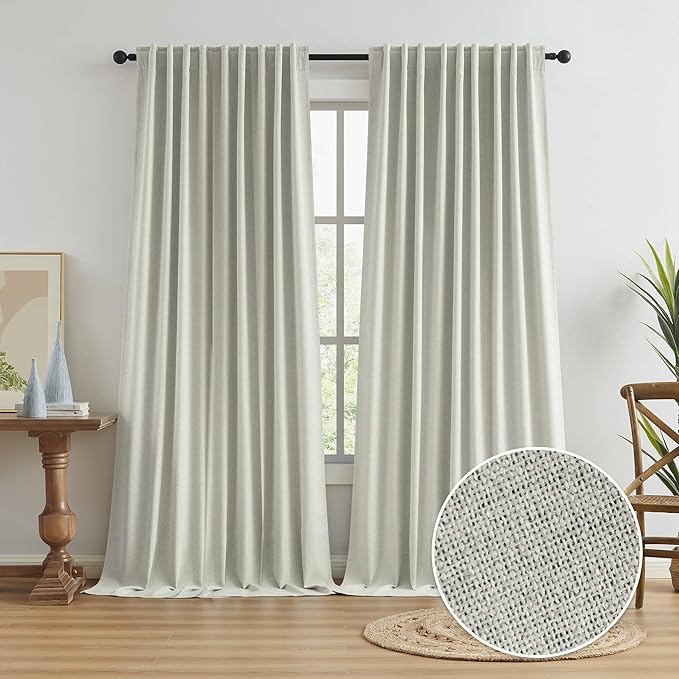 KEQIAOSUOCAI Linen Blackout Farmhouse Curtain Panels by KEQIAOSUOCAI