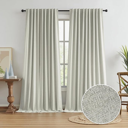 KEQIAOSUOCAI Linen Blackout Farmhouse Curtain Panels by KEQIAOSUOCAI