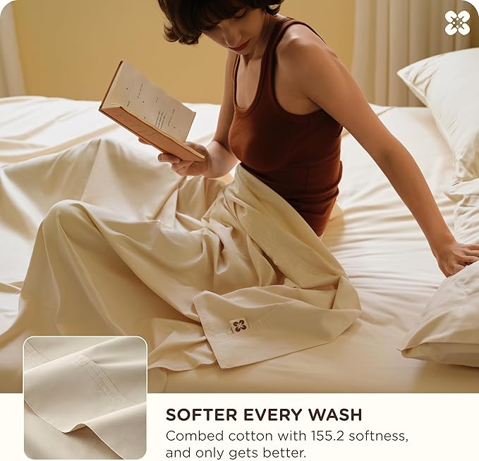 Bedsure Cooling Sheets, Rayon Derived from Bamboo & Cotton Blend, GentleSoft - Image 3