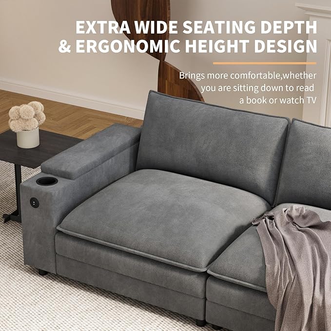 115" L Shaped Cloud Sofa Couch - Image 5