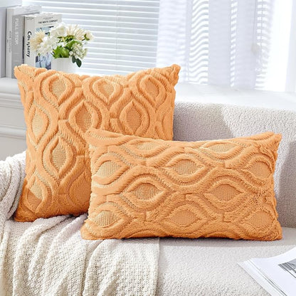 MIULEE Orange Fall Throw Pillow Covers 12x20 Inch, Soft Plush Faux Wool Solid - Image 6