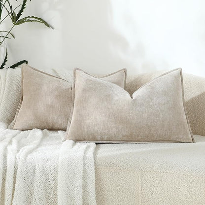 Stellhome Lumbar Chenille Throw Pillow Covers Set of 2 Super Soft Textured by Stellhome