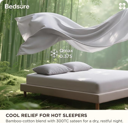 Bedsure Cooling Sheets, Rayon Derived from Bamboo & Cotton Blend, GentleSoft - Image 2