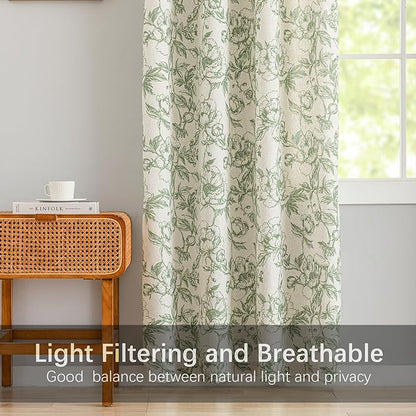 Floral Linen Curtains 100 Inch Extra Wide - Image 7