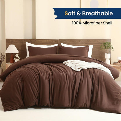 paxrac brown oversized queen comforter set 98x98in, 3 shown in use