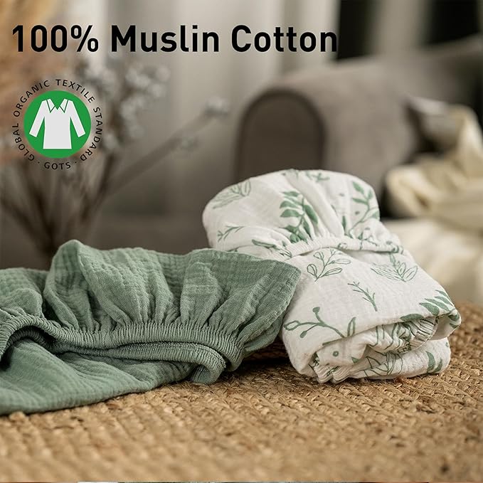 Muslin Bassinet Fitted Sheets, 2 Pack - Image 6