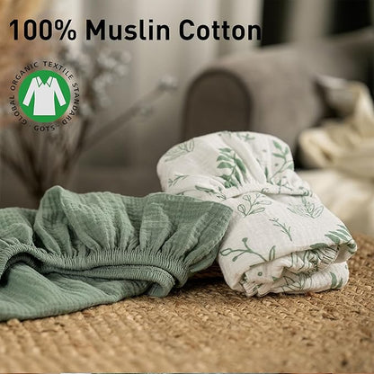 Muslin Bassinet Fitted Sheets, 2 Pack - Image 6