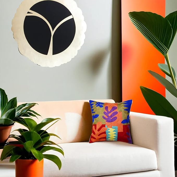 Matisse Decorative Pillow Cover Cutouts Hand Embroidered Abstract Toss Pillows - Image 8