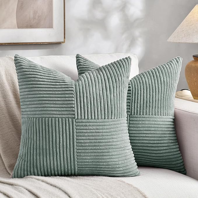 Fancy Homi 2 Packs Grey Blue Samll Decorative Throw Pillow Covers 14x14 Inch by Fancy+Homi