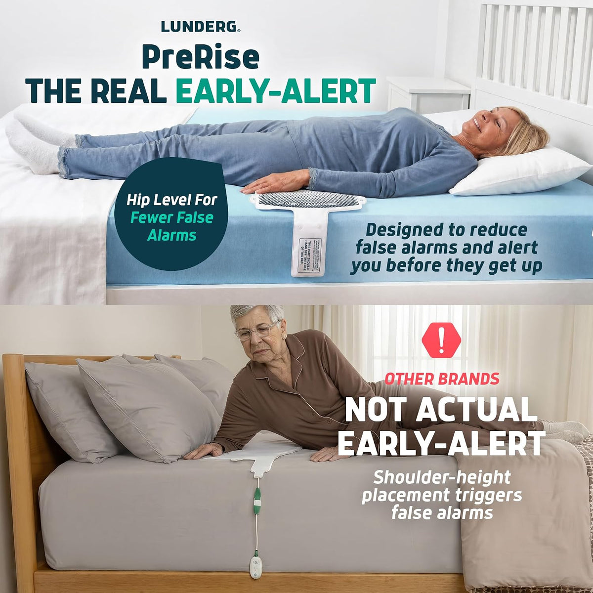 lunderg wireless early alert bed & chair alarm, side view