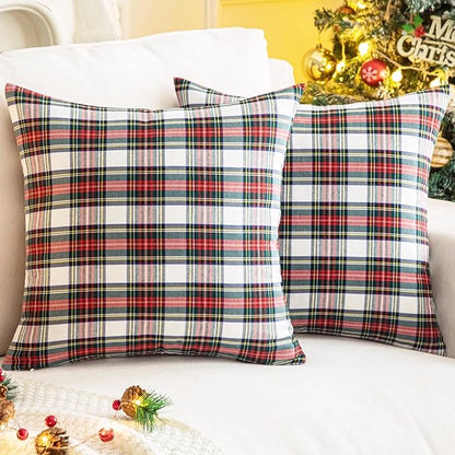AQOTHES Pack of 2 Christmas Plaid Decorative Throw Pillow Covers Scottish by AQOTHES