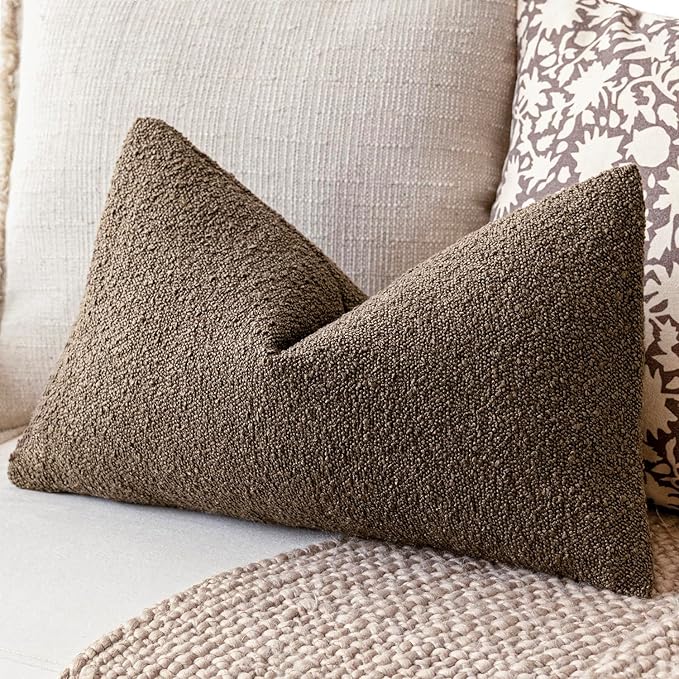 Foindtower Pack of 2 Textured Boucle Throw Pillow Covers Accent Solid - Image 5