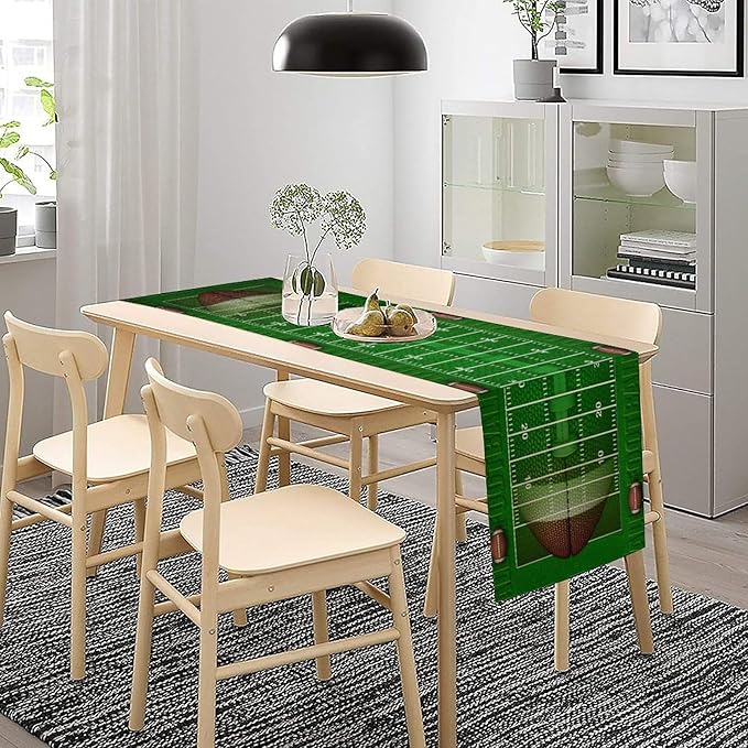 American Football Table Runner Sport Game Days Seasonal Football Field and Ball - Image 3