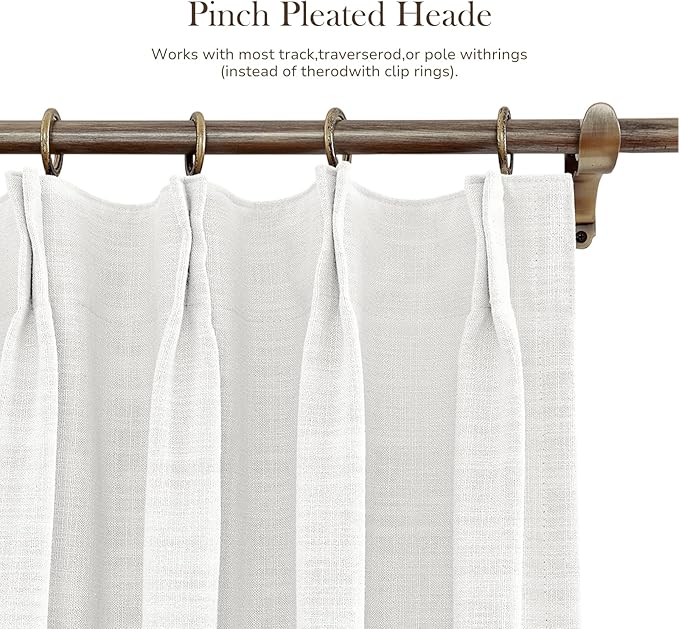 TWOPAGES 52 W x 63 L inch Pinch Pleated Curtain Blackout Linen Drapery - Image 3