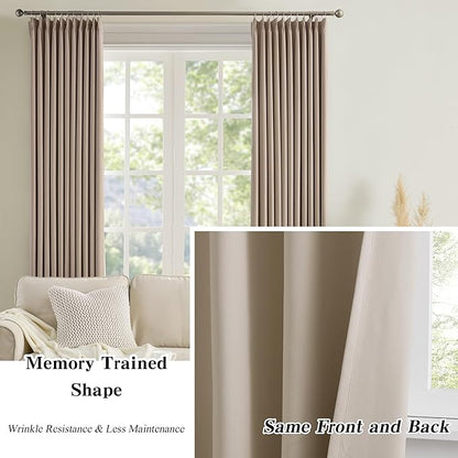 KEQIAOSUOCAI Extra Wide Pinch Pleated Blackout Living Room Curtains 102 Inches - Image 6