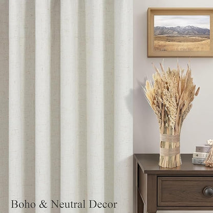 100 Inch Curtains Complete Blackout Linen Curtains - Image 9