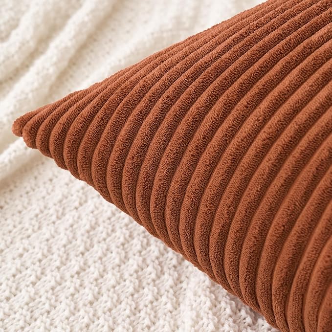 MIULEE Pack of 2 Corduroy Soft Soild Decorative Square Throw Pillow Covers - Image 2