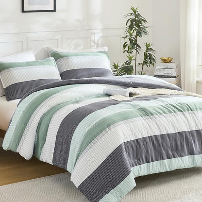 litanika queen comforter set - 3 pieces stripe, main product view