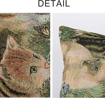Cute Cat Garden Lumbar Throw Pillow Cover 12x 20, Art Painting Linen Pillow - Image 2