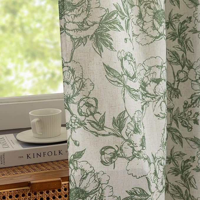Floral Kitchen Window Curtains 54 inches Long Semi Sheer Light Filtering Drapes - Image 5