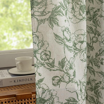 Floral Kitchen Window Curtains 54 inches Long Semi Sheer Light Filtering Drapes - Image 5