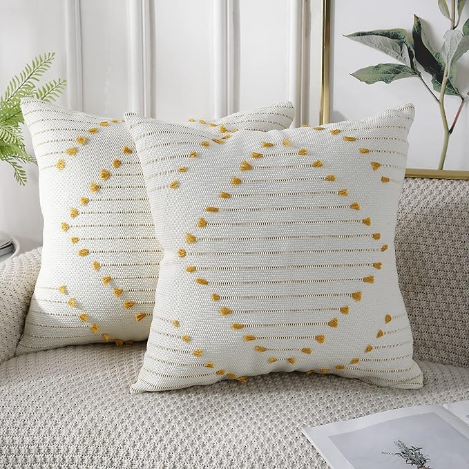PANOD Set of 2 Boho Tufted Throw Pillow Covers by PANOD