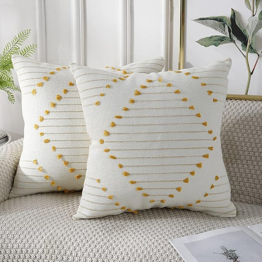 PANOD Set of 2 Boho Tufted Throw Pillow Covers by PANOD
