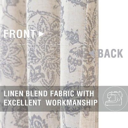 jinchan Kitchen Curtains Paisley Scroll Print Linen Small Window Tier Curtains - Image 3