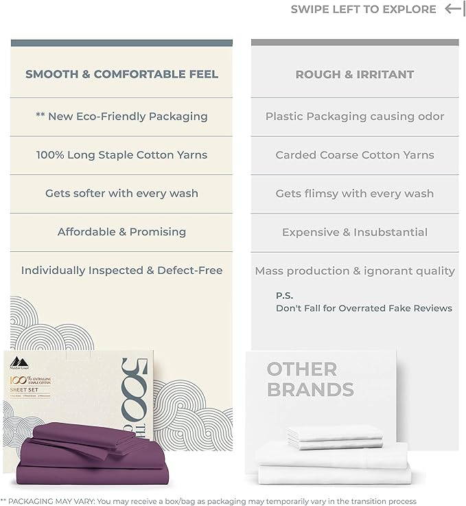 Mayfair Linen 500 Thread Count 100% Cotton Sheets King Size Bed Set - Image 2