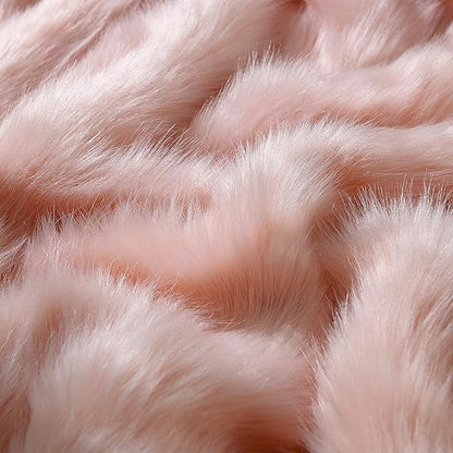 HORIMOTE HOME Pink Faux Fur Throw Blanket, Long Pile Light Pink Fur Blanket - Image 7