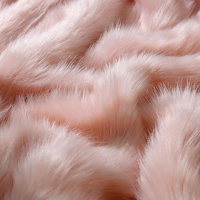 HORIMOTE HOME Pink Faux Fur Throw Blanket, Long Pile Light Pink Fur Blanket - Image 7