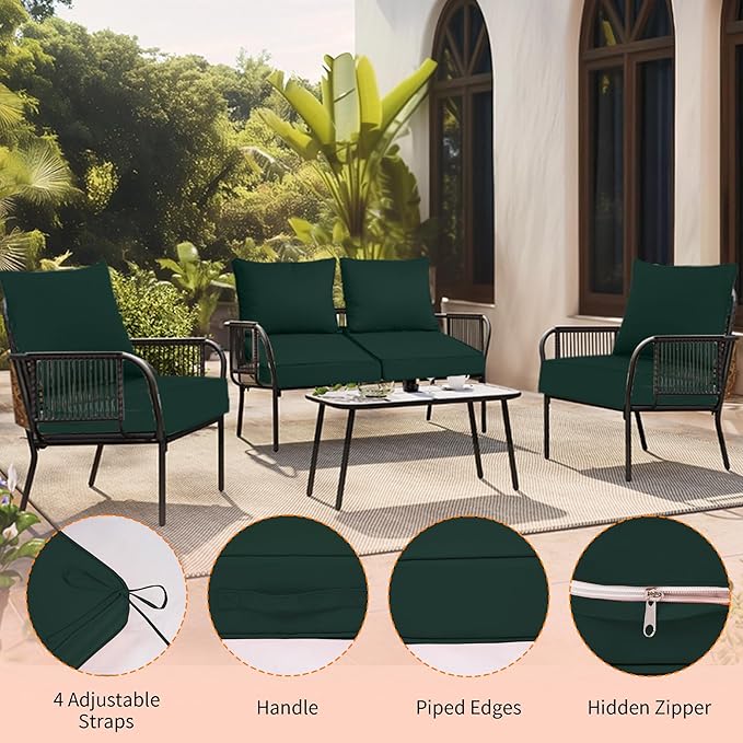 Deep Seat Outdoor Cushions Set of 4, UV&Fade Resistant Deep Seat Patio Cushions - Image 3