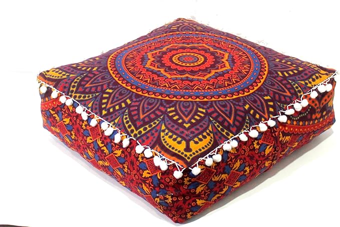 CRAFT KALA Large Hippie Mandala Meditation Floor Ottoman Pillow Cushion Pouf - Image 9