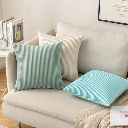 MIULEE Pack of 2 Corduroy Pillow Covers Super Soft Throw Pillow Covers Striped - Image 4