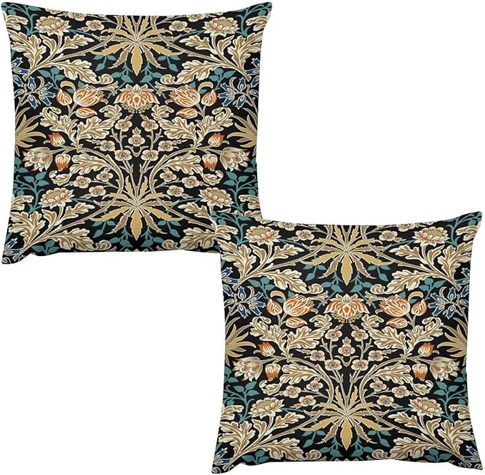 William Morris Floral Original Throw Pillow Covers Boho Chic Retro Floral Cozy by XBDDZSW