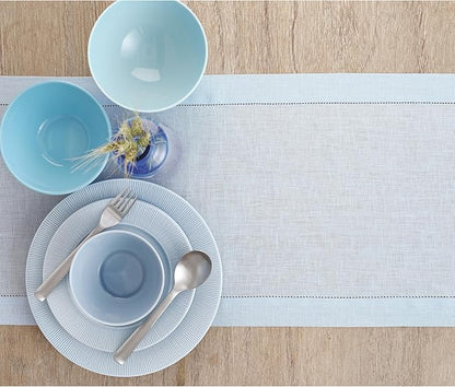 Solino Home Linen Light Blue Table Runner 108 Inches Long - Image 3
