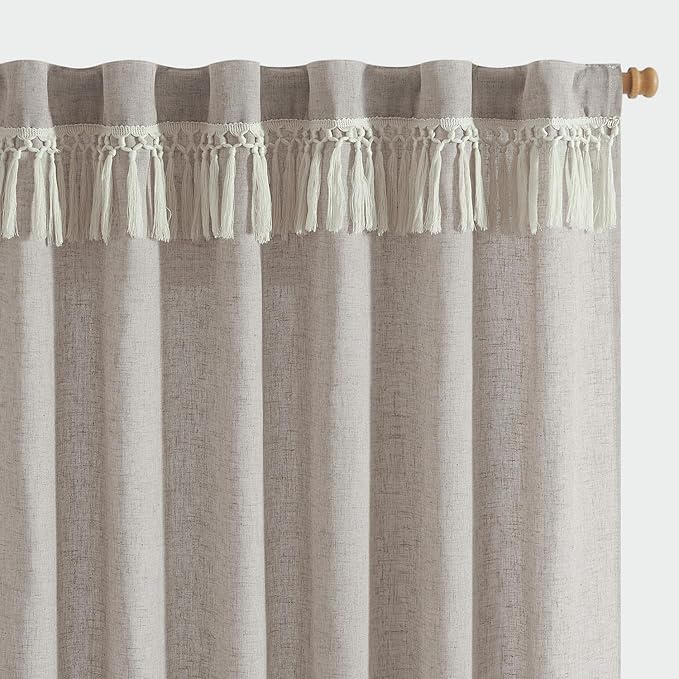 jinchan Linen Curtains for Living Room Bedroom Light Filtering Semi Sheer by JINCHAN